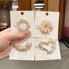 4pcs of Trendy New Floral Crystal Hairpins, Simple Hair Accessories, and Frog-shaped Hair Clips for Bangs and Top Hair.