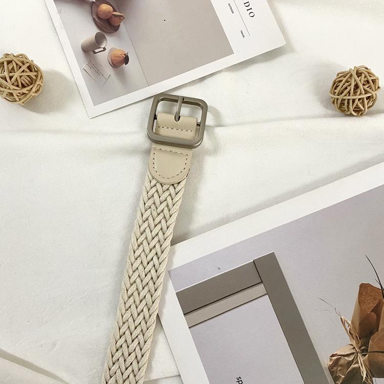 Не пробивая тканый пояс эластичный холщовый пояс женский стиль студенческий декоративный пояс
