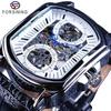 New Top Men's Watch Hollow Square Automatic Mechanical Watch Men's Watch Men's Belt Watch Blue Needle Watch