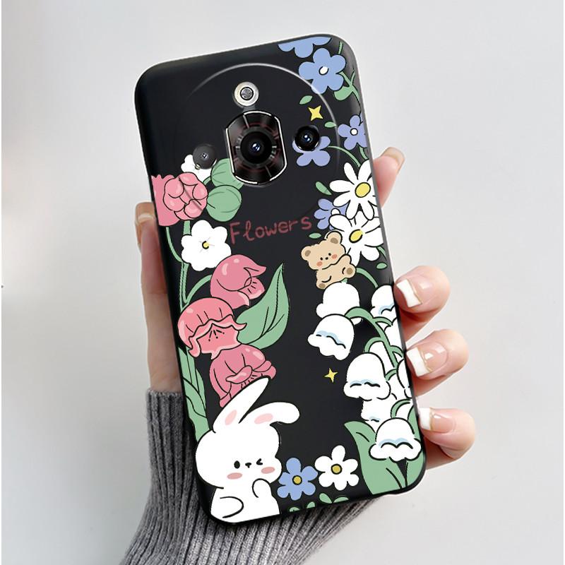 For ZTE Nubia Focus Pro 5G Case Z2351N Luxury Cute Heart Rabbit Soft TPU Silicon Matte Black Phone Casing Shockproof Back Cover