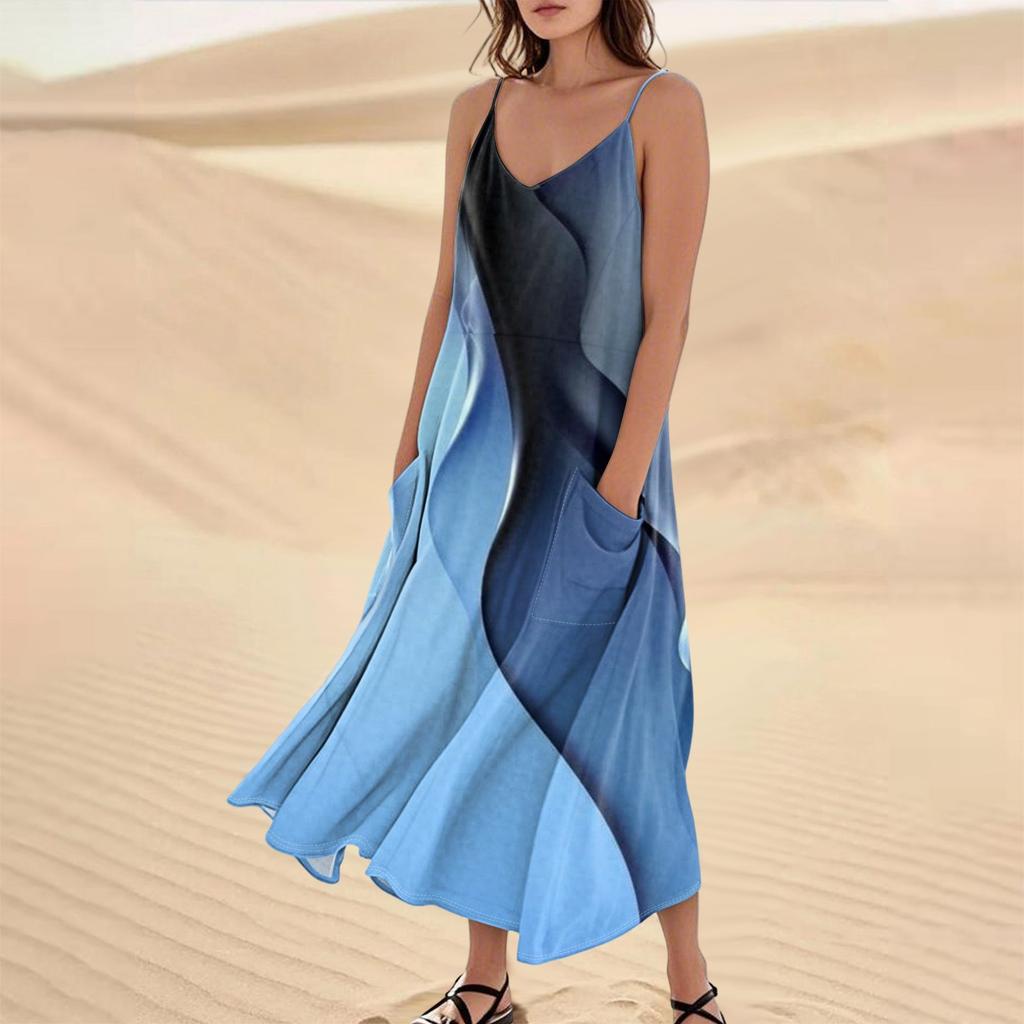 Женское летнее платье, повседневные свободные длинные пляжные платья для отдыха