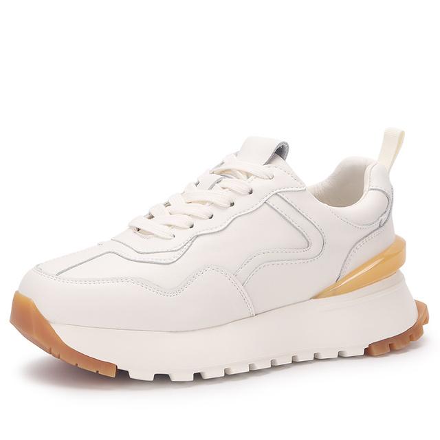 Кроссовки женские на платформе на плоской подошве Femme Luxe из натуральной кожи женская повседневная спортивная обувь белого и черного цвета на весну и осень