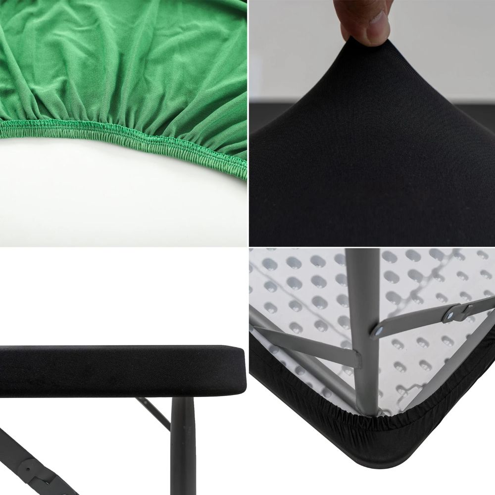 Elastic Square Table Cover Solid Color Table Protector Durable Stain-Resistant Tablecloth Banquet