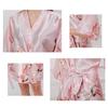 Puntos Summer Ice Silk Fabric Women Lady Nightgown Flower Print Short Bathrobe