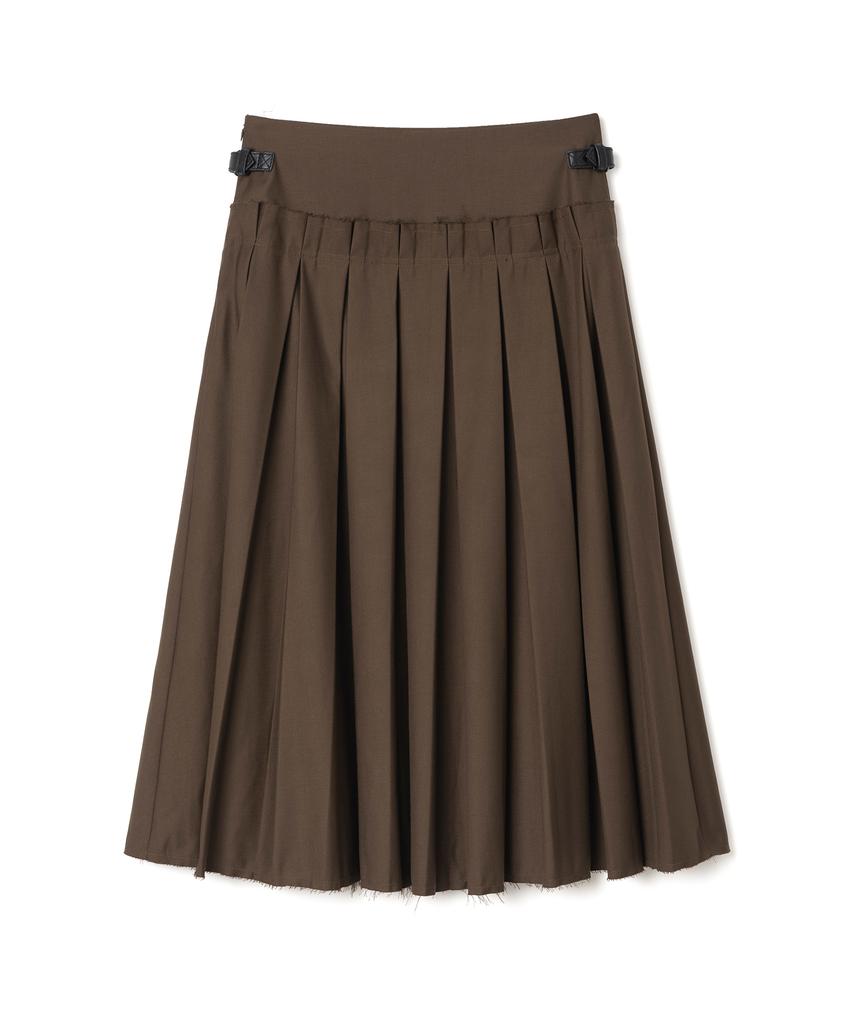 Milo Woman Buckle Pleated Skirt [Brown]