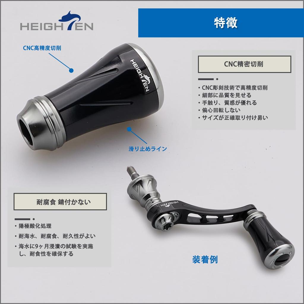 HEIGHTEN Reel Handle Knob 19mm Universal For SHIMANO Type A DAIWA Type S Pillar Series Black And Gunmetal HT17502 6.8g