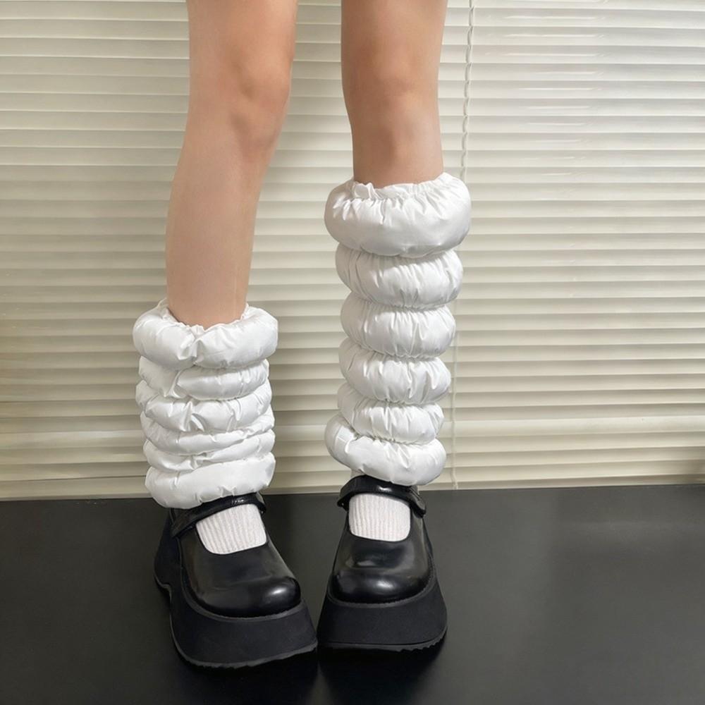 Mid-calf Down Cotton Leg Warmers Fluffy Boots Cover Lolita Loose Socks Foot Cover  Fall Winter