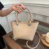 Simple and Fashionable Handbag Bag Women's 2025 New Foreign Style Solid Color Bucket Bag High Texture Trend Temperament Messenger Bag
