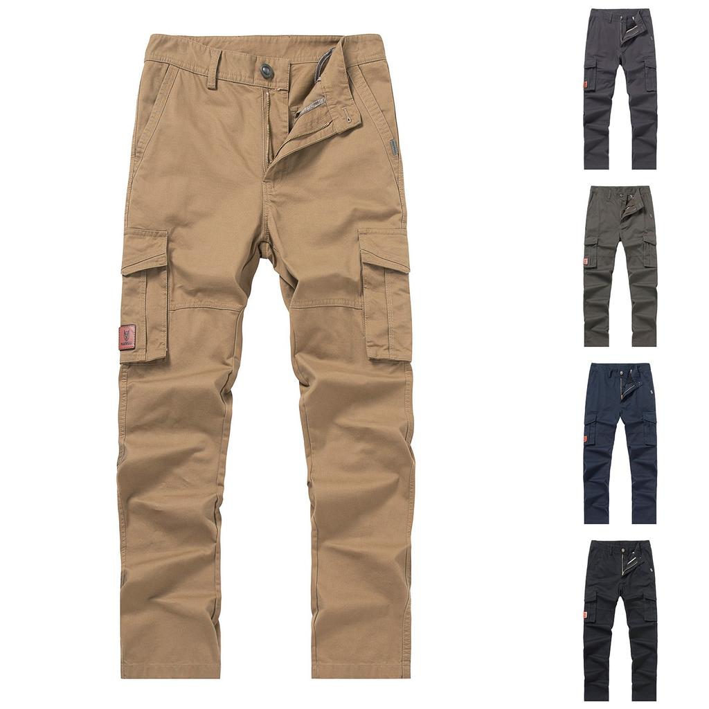 Мужские трансграничные рабочие брюки больших размеров с множеством карманов, повседневные брюки, хлопковые брюки