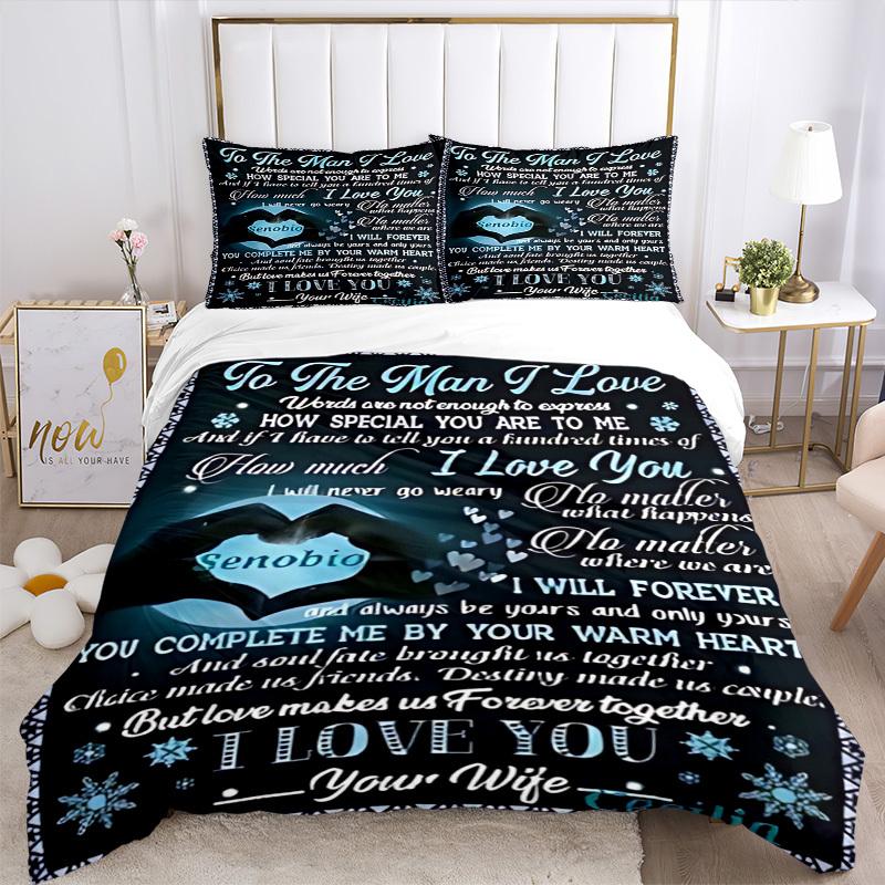 3pcs Romantic Gifts for Husband Duvet Cover Set - Machine Washable, Includes 1 Cover and 2 Pillowcases, No Core Included yy251013053