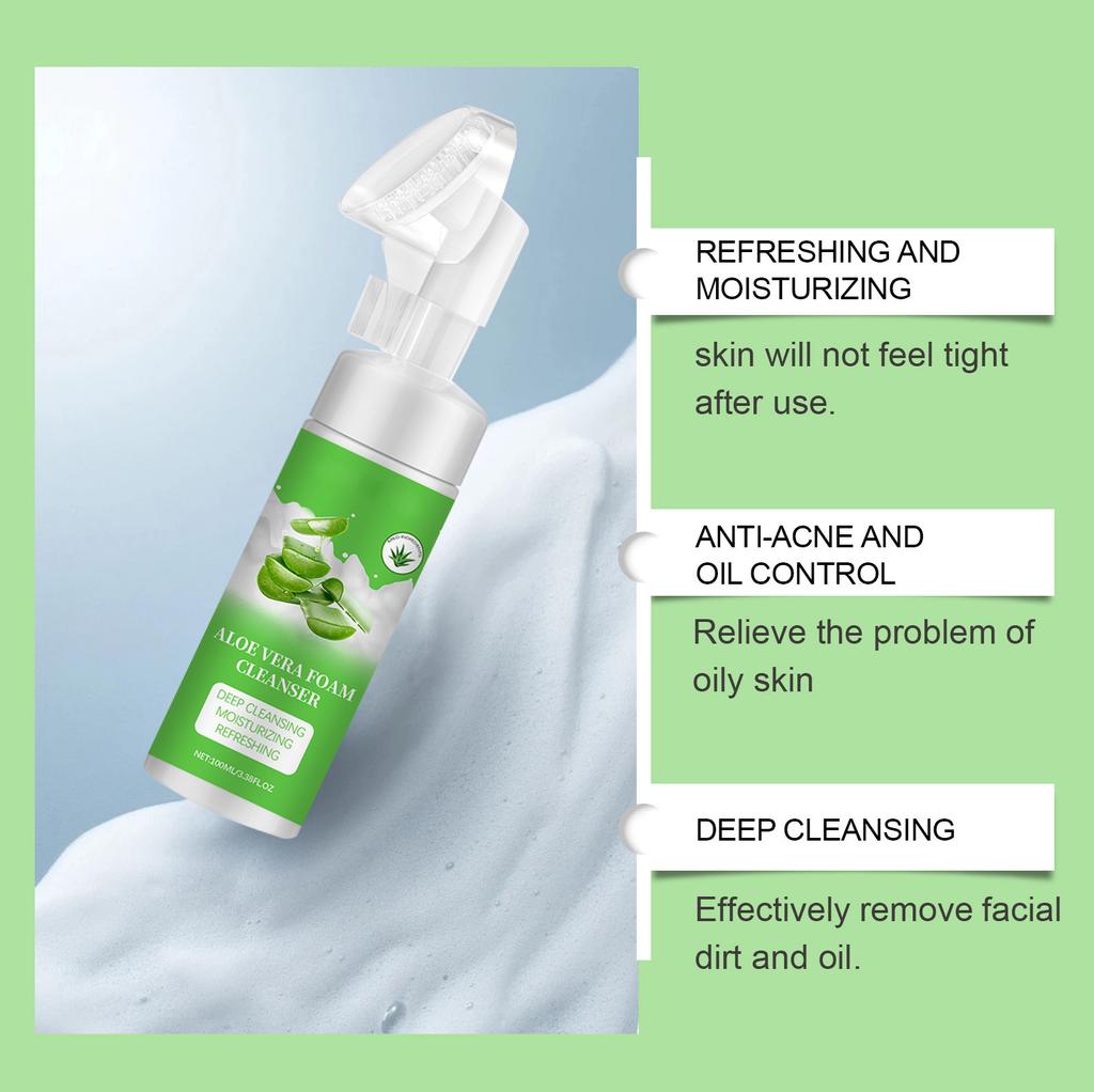 Aloe Foaming Facial Cleanser Moisturizing Gentle Cleansing Pores Refreshing Cleansing 100ml