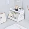 White Double Tier Desktop Storage Organiser Display Shelf with Cutout Cat's Paw Design, Home Office and Dorm Room, 2-Layer