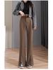 2026 Women's High-Waisted Flowing Black Micro-Flare Wide-Leg Trousers with Slit