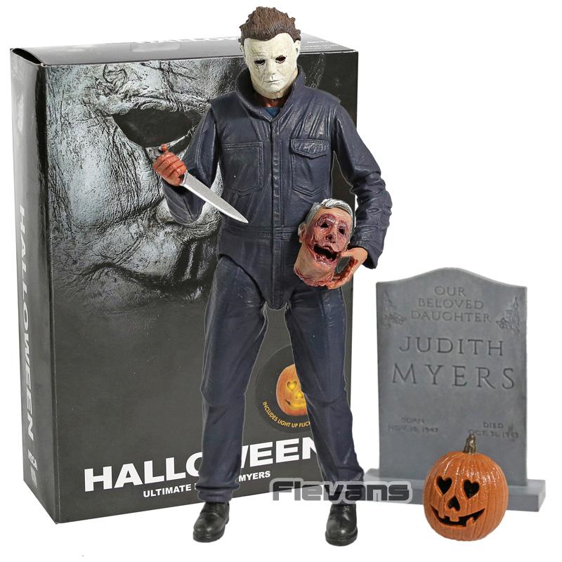 Neca Ultimate Майкл Майерс 2018 Хэллоуин 7-дюймовая подвижная фигурка с подсвечивающейся мерцающей тыквой Хоррор Коллекционная