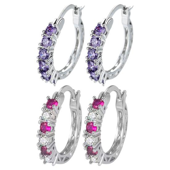 Yousheng 1 пара женских сережек-обручей с синим кубическим цирконием, маленькие серьги-кольца для выпускного вечера, серьги-клипсы, медные круглые серьги