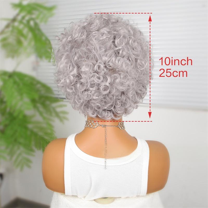 Женский серый парик синтетический натуральный многослойная стрижка короткий кудрявый парик с челкой для пожилых женщин бабушкин парик косплей