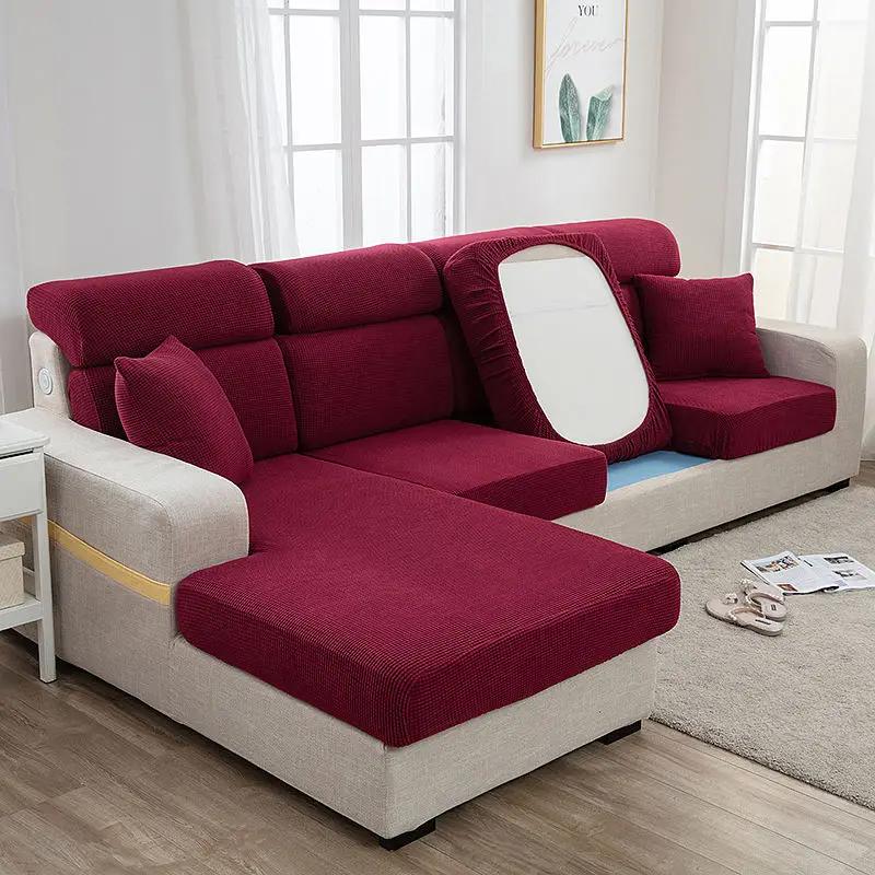 Sofa Seat Cover Thickened Living Room Furniture Protective Cover Seat Cushion Elastic Solid Color Dustproof Sofa Towel 1234 Seat