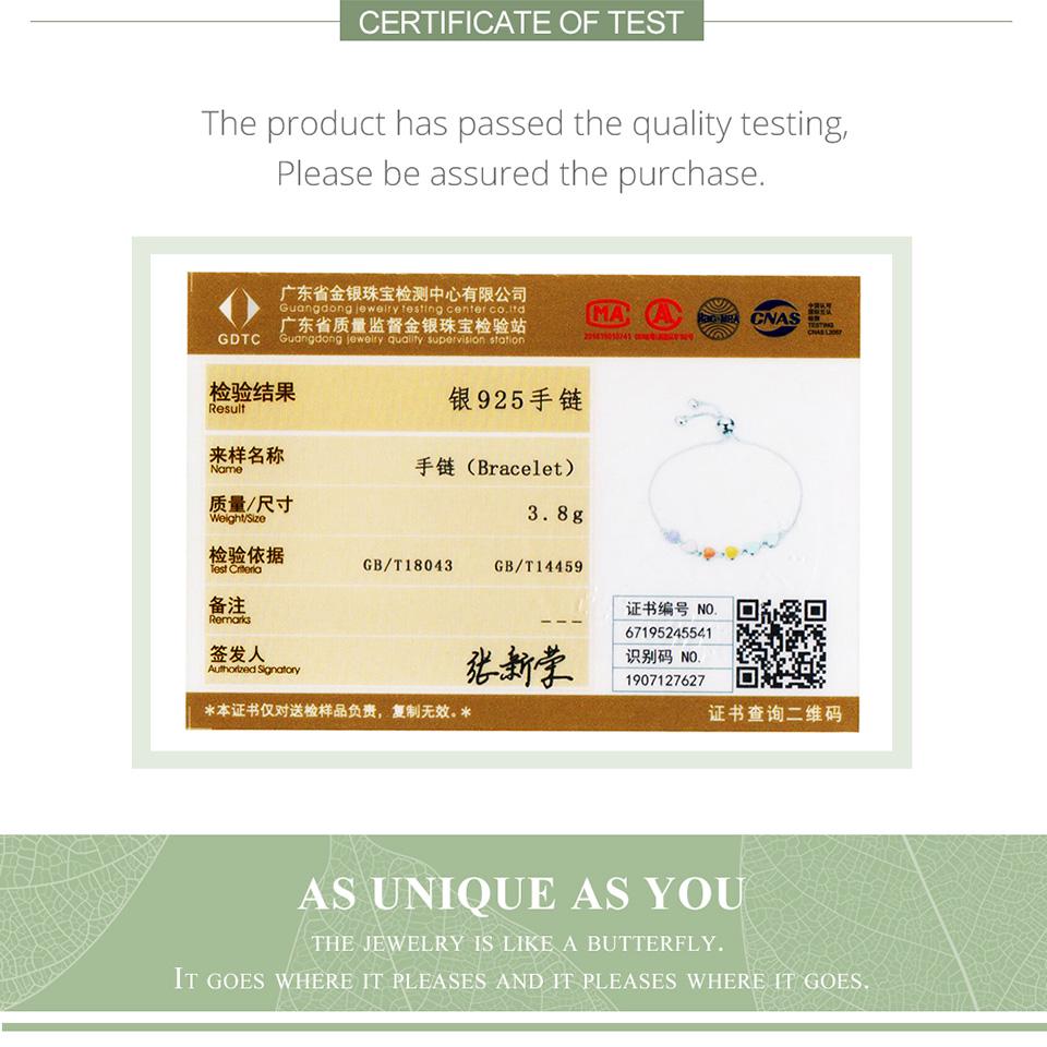 BAMOER Classic 925 Sterling Silver & Platinum Plated Rainbow Heart Adjustable Chain Bracelets