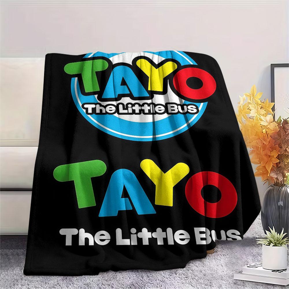 Tayo the Little Bus Printed Flannel Blanket, soft throw for bedroom sofa, washable, Christmas present, great gift.