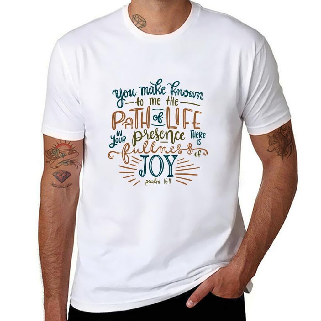Hand Lettered Bible Verse Psalm 1611 You Make Known To Me The Path Of Life Tshirt Work Short Sleeve Cotton Top