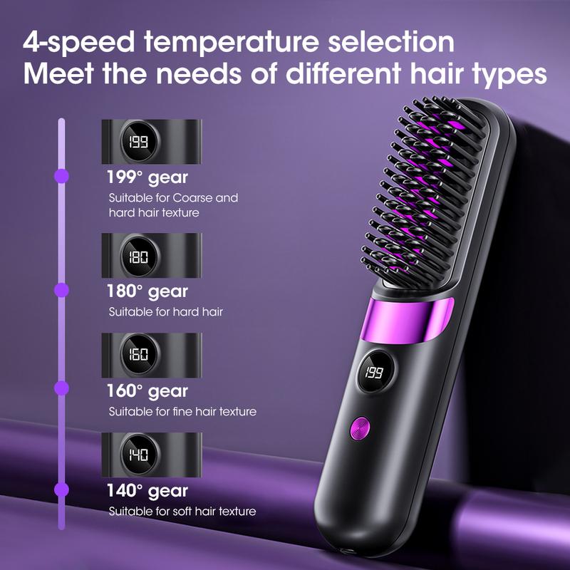 Electric Hair Straightener Brush MCH Rapid Heating Anti-Scald 4 Temperatures Hair Care Straight Comb Women Portable Styling Tool