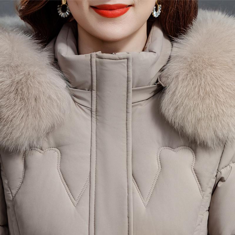 Middle Age Woman Winter Coats Hooded Faux Fur Collar Casual Thick Warm Long Parkas Women's Jackets