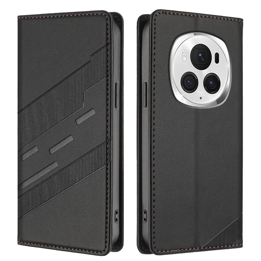 For Honor Magic6 Pro 5G Phone Cases Punk Style Imprinted Wallet Stand Leather Cover