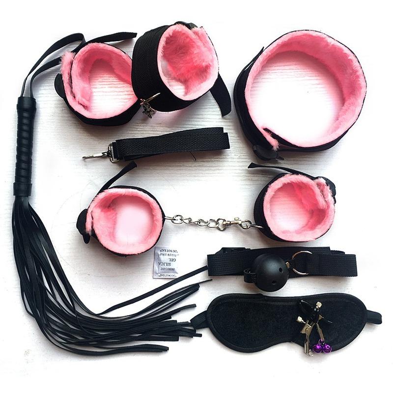BDSM Kits Plush Bondage Handcuffs Sexulaes Games Whip Mouth Gag Nipple Clamps Sex Toys For Couples Exotic Accessories Adults