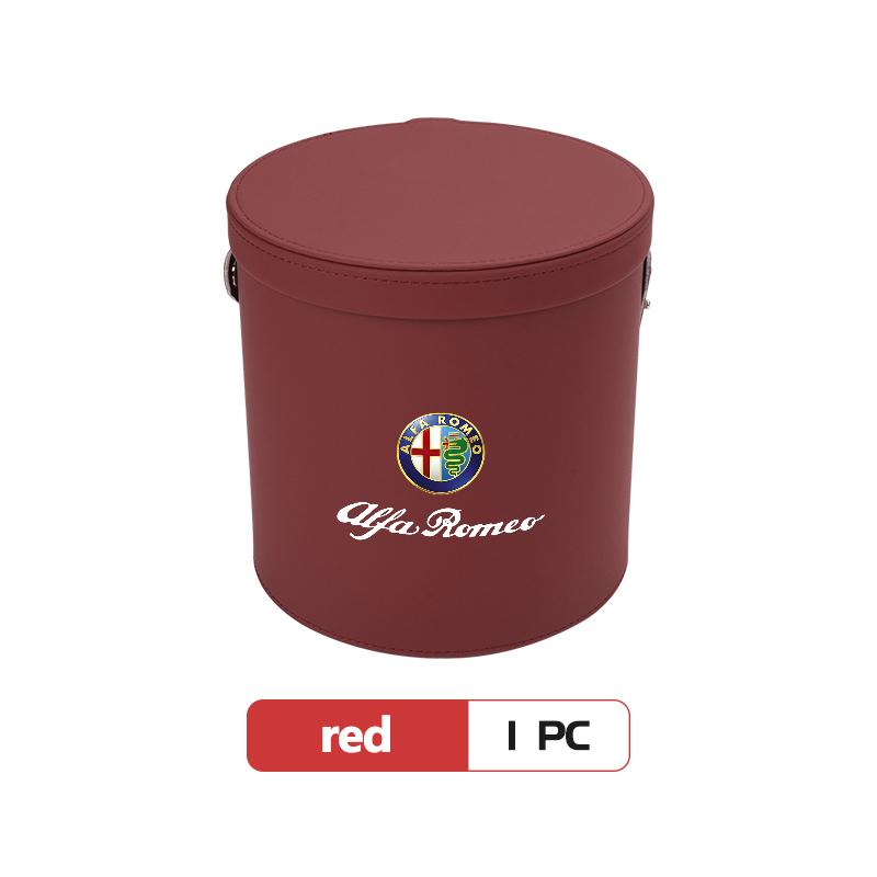 For Alfa Romeo Leather Car Trash Can Portable Trash Bin Garbage Box Organizer Accessories 159 Giulietta 156 147 Giulia Mito GTGZ0