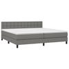 Box Spring Bed with Mattress & LED Dark Gray 200x200 cm Fabric