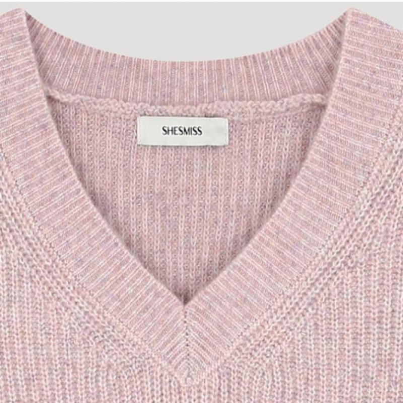 Она S miSS Шерстяной Свободный Крой V-образный Вырез Вязаный SSkpoo41090 Mp