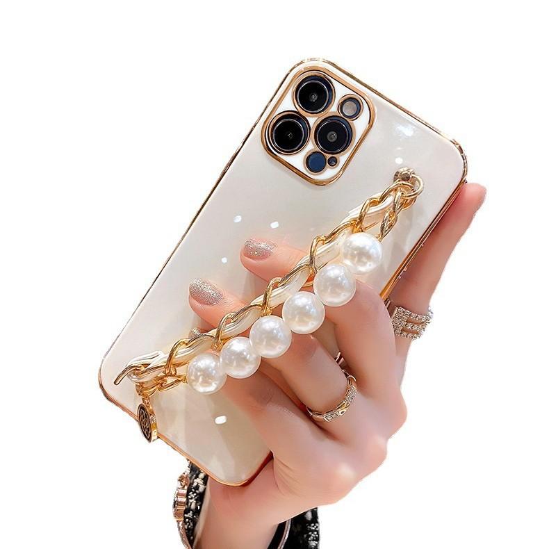 Подходит для чехла для мобильного телефона Apple 16 Силиконовый 1413 Полностью закрывающий IPhone 15promax Жемчужный браслет Ощущение высокого класса