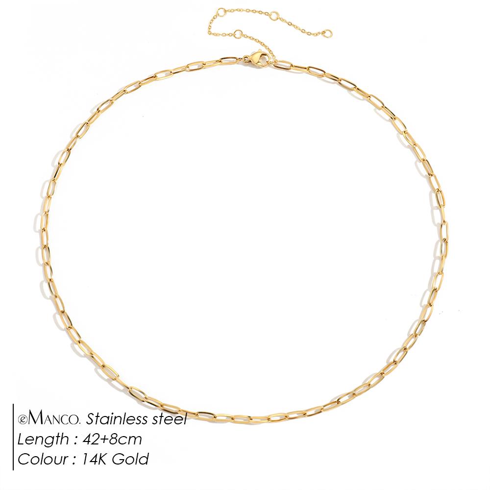 eManco Gold Color Stainless Steel Chain Necklace Women Chain Choker for Woman Jewelry