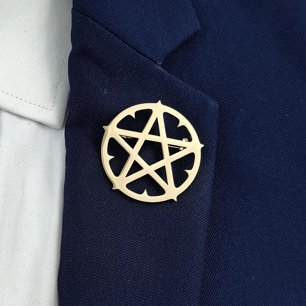 Pentagram series stainless steel brooch, symbolizing the positive energy of warding off evil, symbol of cultural lapel jewelry.