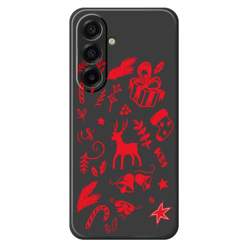For Samsung Galaxy A17 5G Case Hand Drawn Christmas Pattern Printing Straight Edge TPU Phone Back Cover