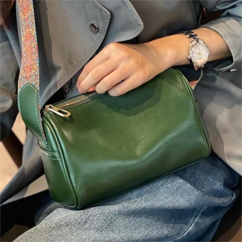 Genuine Leather Women Bag Vegetable Tanned Cow Leather Crossbody Bag Atmospheric Retro Bag