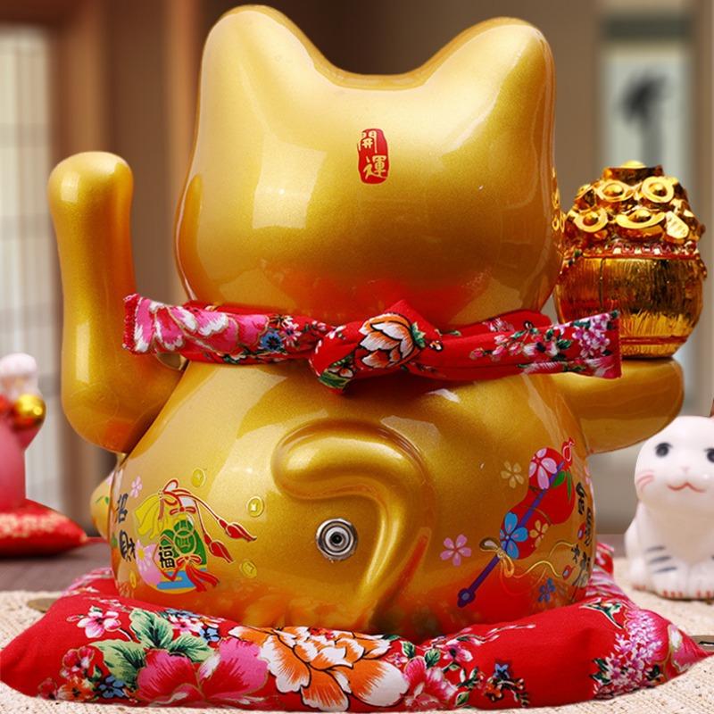 Золотая Ручная Удачная Кошка Магазин Украшений Открывается Бизнес Процветающий Керамический Автоматический Ручной Удачливый Кот