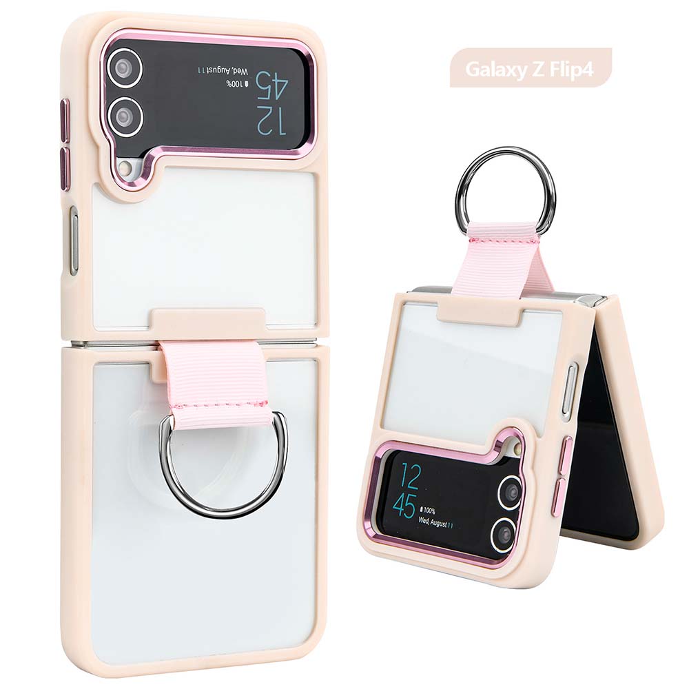 Clear Case for Samsung Galaxy Z Flip 4 Case with Ring Support Wireless Charging Shockproof Cover for Samsung Z Flip 4 5G