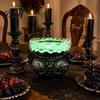 Decorative Mantle Accents Halloween Cauldron LED Bubble Light Decor, Color Changing Witch Potion Lamp with Decor Purple Light, Spooky Gothic Tabletop