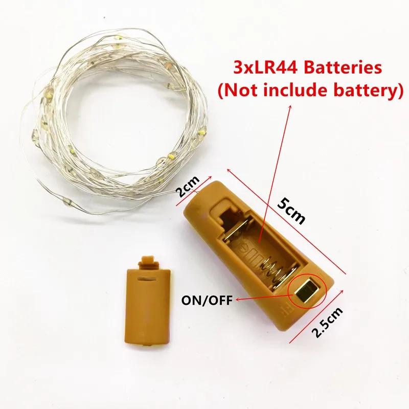 6pcs 20led Wine Bottle with Cork Bottle Led String Fairy Lights Battery Cork for Party Wedding Christmas Halloween Bar Decors