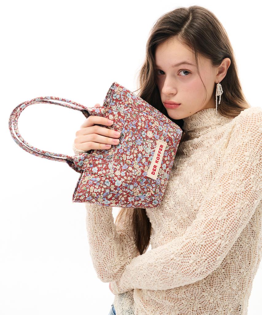Чемодан-сумка Shopper Vintage [Цветочный-Коричневый]-Мини