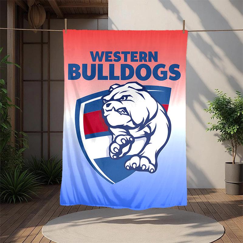 Western Bulldogs Flannel Blanket Soft Warm All-Season Throw, Design for Camping, Car Travel, Hiking Sofa, Bed, Office Perfect Gift for Parties
