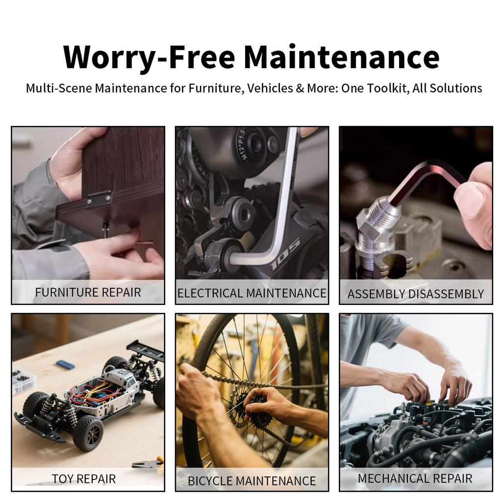 Набор шестигранных ключей 9 шт. Шестигранный Универсальный Метрический Длинный Шарообразный Torx L Плоская головка Отвертка Гаечный ключ Инструмент для ремонта автомобиля Короткий рычаг