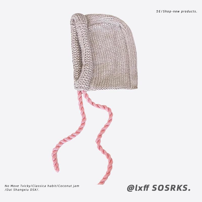South Korea's new ins balaclava hat, ear protection, warm knitted pullover hat, thick thread, blue wool hat, men's Korea