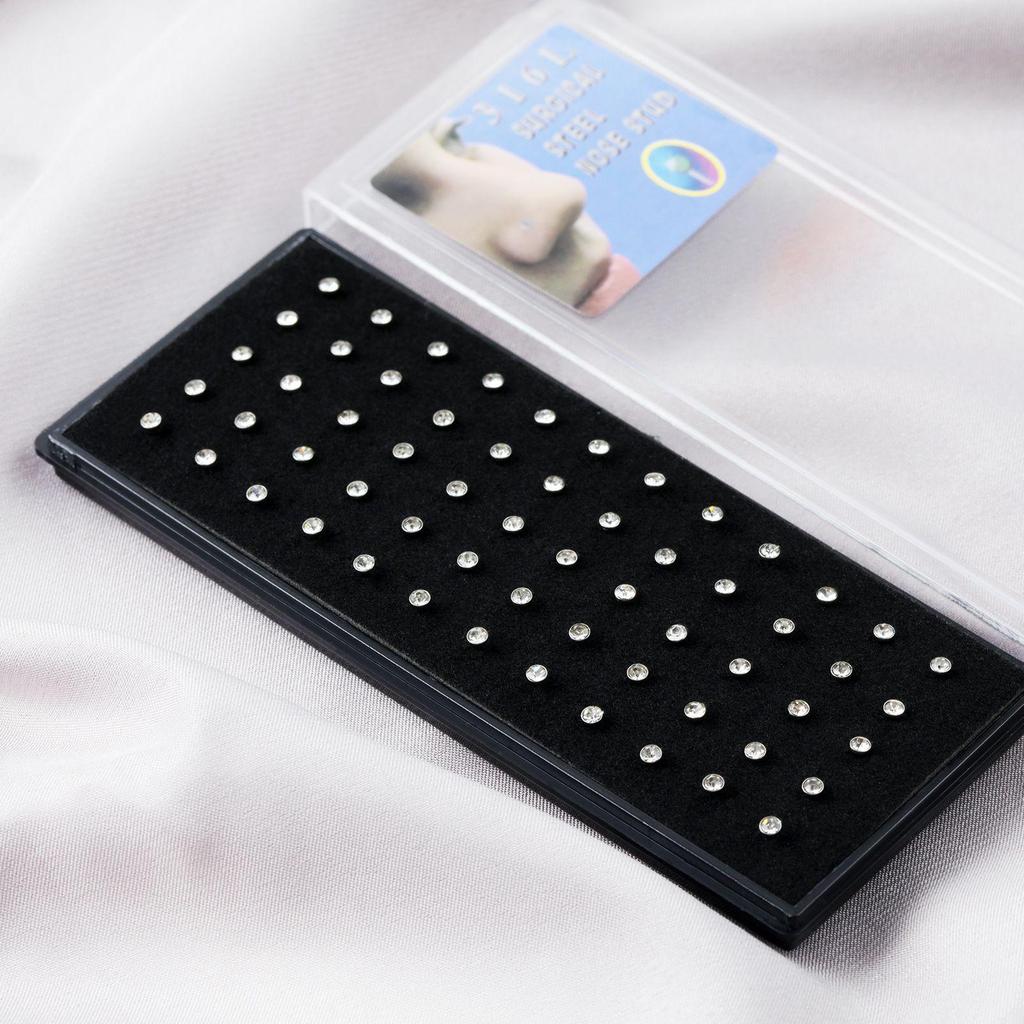 60 шт. 1,8 мм Стальные стразы Пирсинг для носа и хряща уха