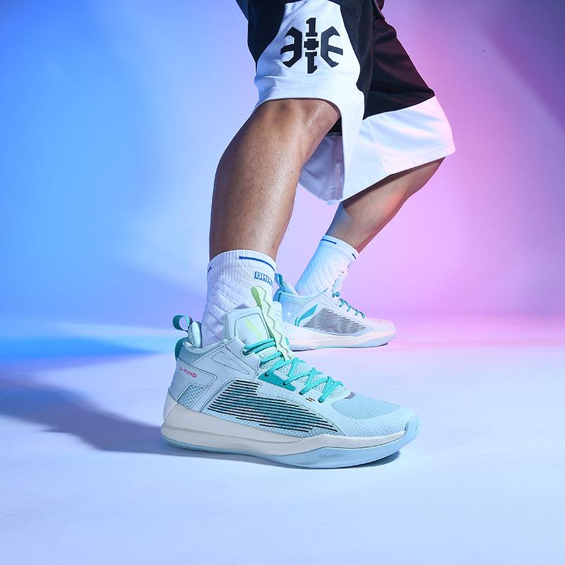 Баскетбольные кроссовки Li Ning Strong Attack Shock Absorbation Low Top, мужские кроссовки серо-зеленого цвета ABAR115-3