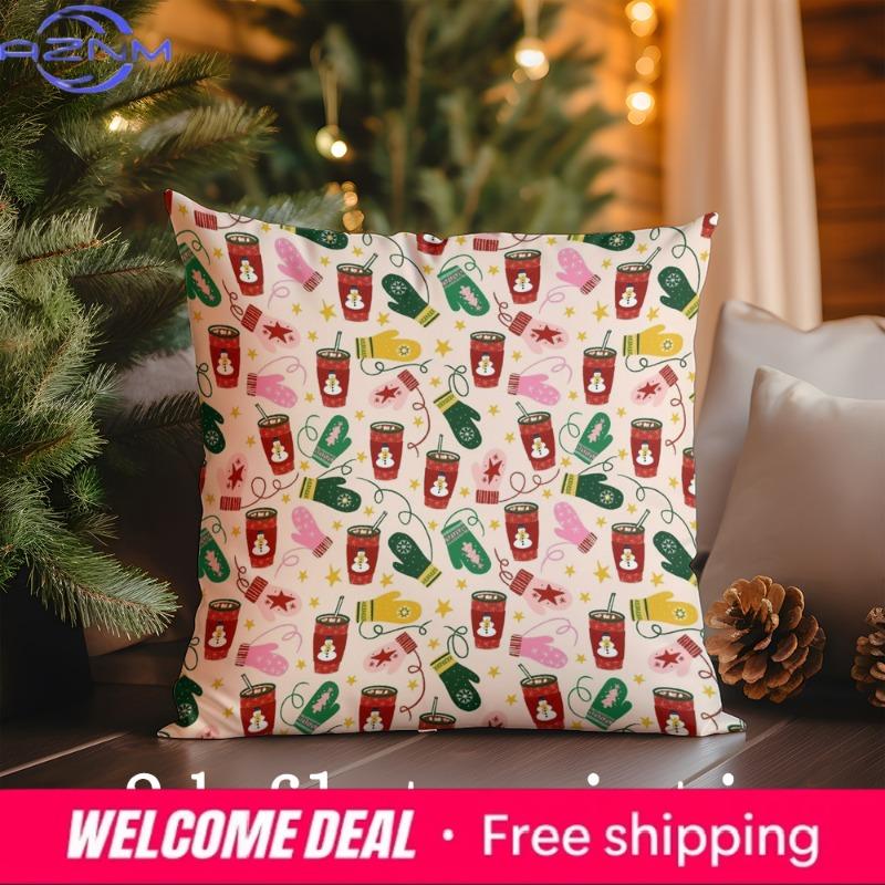 Home Decor Christmas-Themed Pillow Covers Suitable For Sofa Bedroom Car Pillow Cover Cushion Rectangular Back Cushion