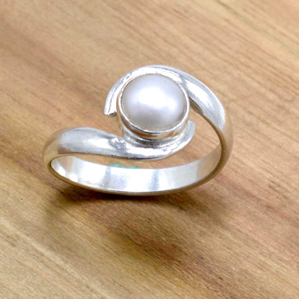 Pearl 925 Sterling Silver  Ring, Natural Pearl Gemstone Handamde Ring Jewelry