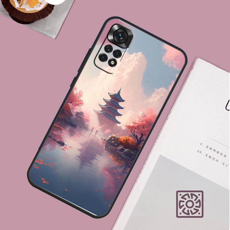 Японское искусство Храм Сакура Чехол для телефона Для Redmi Note 13 Pro 12 11 10 9 8 Pro 9S 10S 11S 12S 10A 9C 10C 12C 13C Чехол