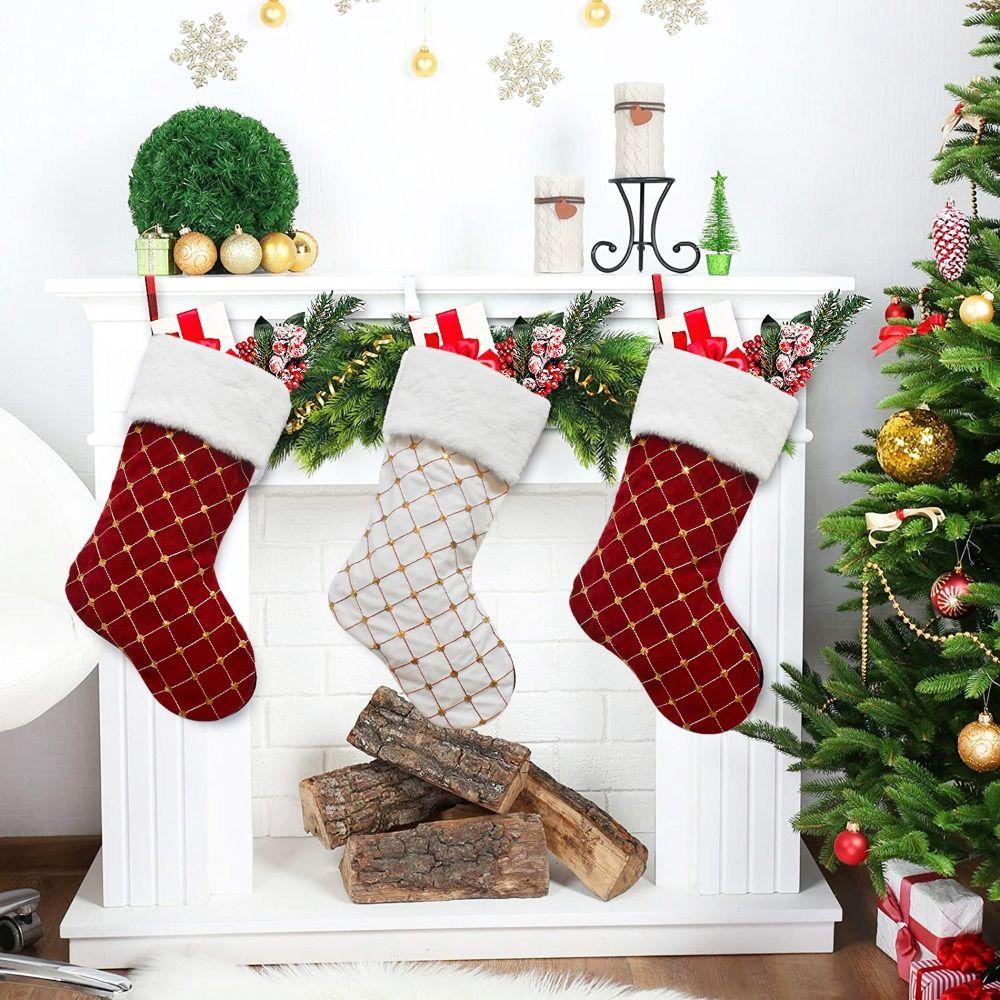 Hanging Christmas Gift Socks Pendant Xmas Gift Bag Candy Bag Christmas Stocking  Christmas Decor